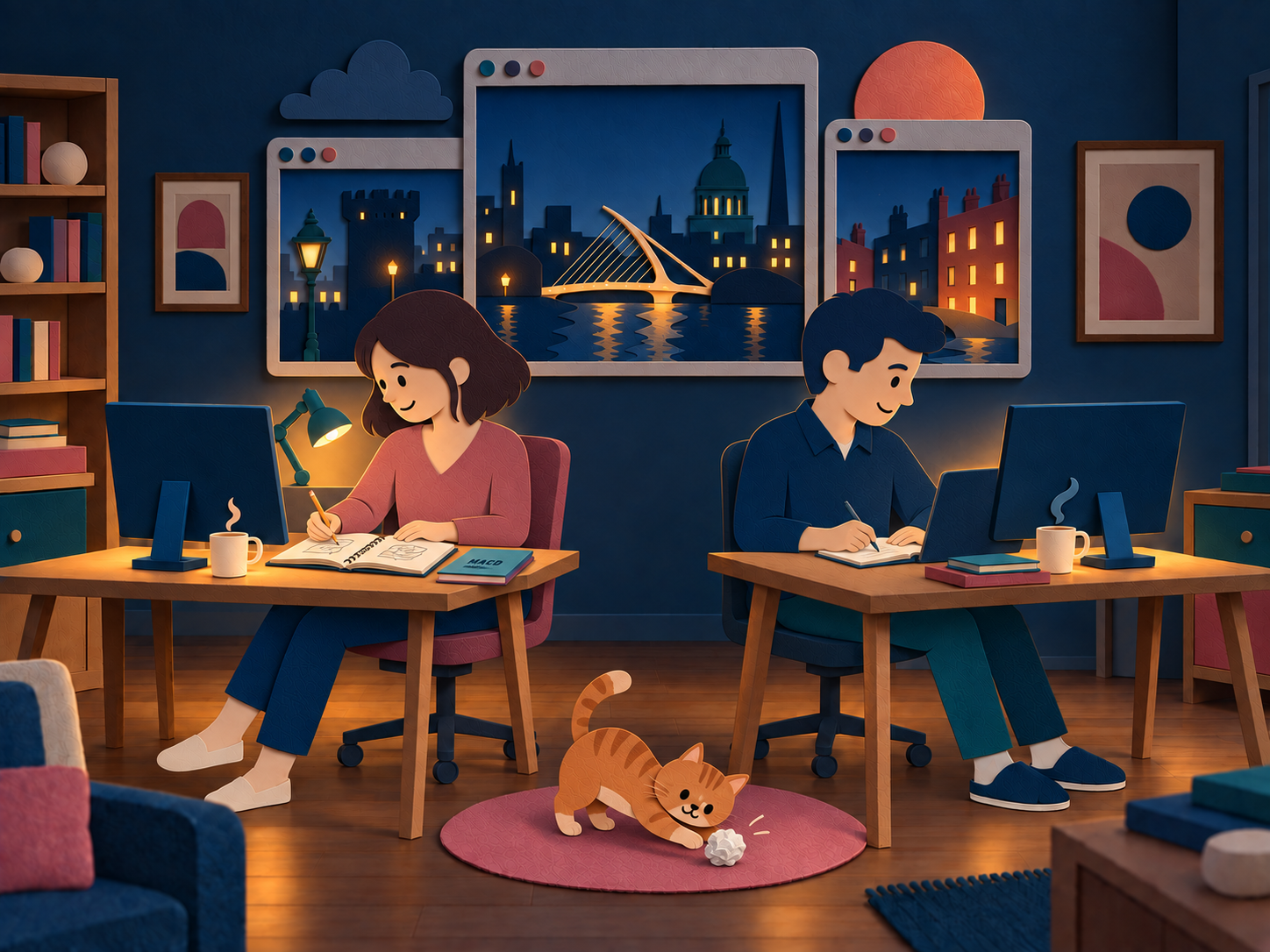 MACD team illustration at night